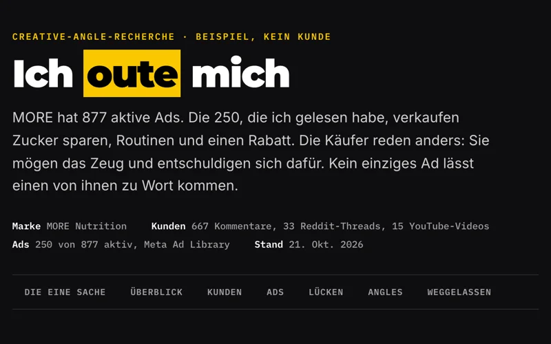 Cover of the MORE Nutrition research pass: Ich oute mich